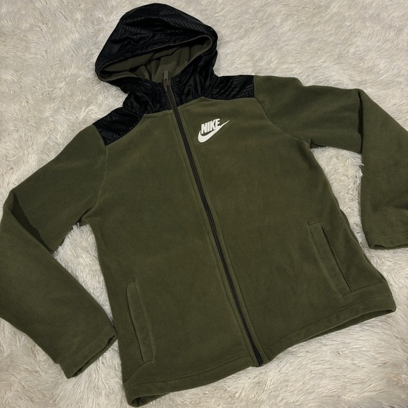Nike SPORTSWEAR WINTERIZED FULL-ZIP HOODIE Youth Green & Black Size Large - Picture 4 of 14